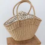 Rattan Women Handbags Wicer Wicer WEN LADY OULDER BAGS MMER Beach Straw Bag Large Capacity Totes Dot Big Basets SES