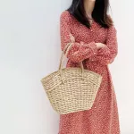 Rattan Women Handbags Wicer Wen Lady Oulder Bags Mmer Beach Straw Bag Large Capacity Totes Dot Big Basets Ses