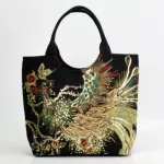Veow Iny Sequins Peacoc Brdered Women Canvas Totes Bag Mer Ng Oulder Bag Vintage Beded String Handbag