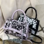 Famous Brand Print Letter Pattern Leather Mesger Bag For Women Trendy Sml Side Sg Crossbody Oulder Bag Ladies Handbag