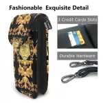 Women Luxury Business Mesger Bag Cell Phone Ladies Handbag Se Clutch Oulder Straps Bag Golden Flower Pattern