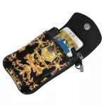 Women Luxury Business Mesger Bag Cell Phone Ladies Handbag Se Clutch Oulder Straps Bag Golden Flower Pattern