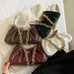 Folds Design Pu Leather Oulder Bags For Women Winter Branded Handbags And Ses Luxury Chain B Red Hand Bag