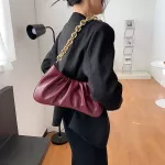 Folds Design Pu Leather Oulder Bags For Women Winter Branded Handbags And Ses Luxury Chain B Red Hand Bag