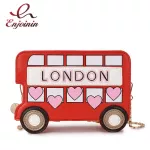 Cute London Bus Design Girl's Chain Oulder Bag Brdered Cartoon Women Se And Handbag Fasion Crossbody Red Pouch Pu