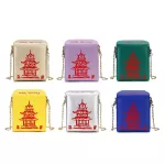 Chinese Tower Print Pu Leather Ladies Handbag Lty Cute Women Girl Oulder Bag Mesger Bag For Women Totes Bag