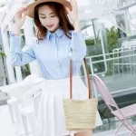 1PC Women Ca Straw Bag Mer Beach Wen Oulder Bag Tote Oulder NG Mesger Handbag