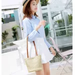 1PC Women Ca Straw Bag Mer Beach Wen Oulder Bag Tote Oulder NG Mesger Handbag