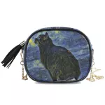 Women Able Pu Leather Oulder Bags New Fe Mesger Bag Handbag Chain Cat Van Go Starry Sy Printing Crossbody Bag
