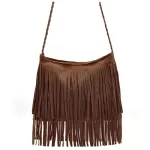 Barhee Ca F Ede Women Leather Handbag Oulder -Handle Bags Fringes Tasssel Bag Crossbody Bags Brown