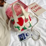 Women's 2-Piece Dratring Crossbody Bags Luxury Ladies Handbag New Strawberry Print Pu Leather Fe Oulder Bags
