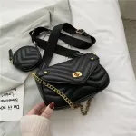 2 pcs'/set sml PU Leather Crossbody Bag for Women Mmer Luxury Brand Chain Oulder Handbags Fe Travel