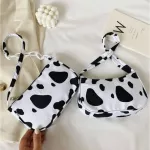 Fe Oulder Bag Cow Mil Striped Print Multipose Underarm Handbag Totes Cute Daily Single-Oulder Bag For Women