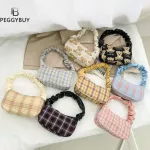 Cute Plaid Printed Pleated Handbags For Women Leire Armpit Bag Fe Ng Oulder Bags Ca Sml Tote