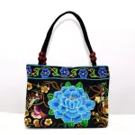 Bag Women Women Ethnic Peony Brdery Handbag Beaded Handle Zip Canvas Tote Bag Bags For Women