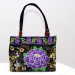 Bag Women Women Ethnic Peony Brdery Handbag Beaded Handle Zip Canvas Tote Bag Bags For Women