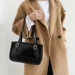 Pu Leather Handbag Women Solid Cr -Handle Tote Bag Women Oulder Se Totes Muter Street Portable Clutches