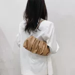 Ladies Party Wristlet Underarm Bag Cloud Pleated Handbag Pu Leather Tote Youth Ladies Versa Bag
