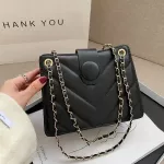 Portable Solid Lattice Pattern Handbags Pu Leather Oulder Underarm Bags Women Square Chain Ca Street -Hand Totes