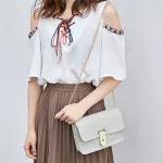 New Elnt L-Match Bags Orean Version Mini Bag Sml Solid Cr Chain Hi Quity Square Bag