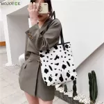 Women Pu Leather Cow Pattern Printing Oulder Ng Bag Vintage Ladies Large Capacity -Handle Tote Handbags