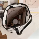 Women Pu Leather Cow Pattern Printing Oulder Ng Bag Vintage Ladies Large Capacity -Handle Tote Handbags