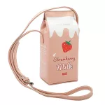 Cartoon Printing Fruit Milk Banana Strawberry Women Shoulder Bags Mini Wallet Bags Small PU Leather Female Crossbody Bags T2G