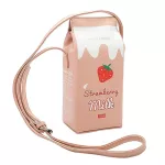 Cartoon Printing Fruit Milk Banana Strawberry Women Shoulder Bags Mini Wallet Bags Small Pu Leather Female Crossbody Bags T2G