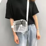 Casual Woman PVC Transparent Clear Crossbody Bags Jelly Small Phone Wide Straps Flaps Flaps Shoulder Bag Handbag Key Storage Bags