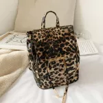 Casual Women Backpacks Fashion Leopard SchoolBags Pu Leather Girls Retro Adjusted Belt Rucksacks Travel Bag School Shoulder Bags