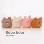 Cartoon Plush Sanitary Pads Organizer Bag Embroidery Fur Napkin Pouch Cosmetic Brush Storage Bag Money Purse Women Clutch Bags