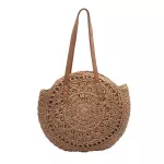 Casual Rattan Women Shoulder Bags Circle Straw Handbags Big Capacity Handmae Summer Totes Lady Round Boho Beach Treval Sac J4s