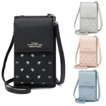 Cell Phone Wallet Big Card Holders Women Floral Print Mini Faux Leather Crossbody Shoulder Bag Card Purse Messenger Straps Bag