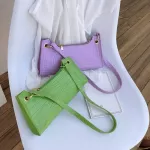 Casual Solid Alligator Pattten PU Leather Women Handbag Totes Female Small Zipper Shoulder Bags Popular Simple Female Daily Bag