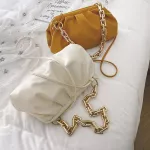 Chain Design Creased Crossbody Bags for Women 2020 Solid Color Shoulder Handbags Female Travel Cross Body Bag Lady Party Clutch