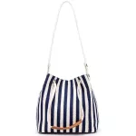Casual Stripe Pattern Women's Handbag Bucket Canvas Top-Handle Drawstring Female Beach Shopping Bag 2018 Hot