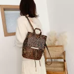 Casual Women Backpacks Fashion Leopard Schoolbags PU Leather Girls Retro Adjusted Belt Rucksacks Travel Bag School Shoulder Bags