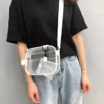 Casual PVC Transparent  2019 Clear Women Crossbody Bags Shoulder Bag Handbag Jelly Small Phone Bags with Card Holder Wide Straps