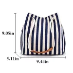 Casual Stripe Pattern Women's Handbag Bucket Canvas Top-Handle Drawstring Female Beach Shopping Bag 2018 Hot