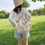 Casual women canvas bag large capacity totes for female Shoulder bag designer leisure hobos handbag big white for shopping