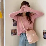 Casual Bag for Women's Solid Color Cotton Canvas Shoulder Bag Daisy Handbag Ladies Girls  Vintage Buckle Bucket Bag Cloth Bucket