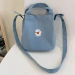Casual Bag for Women's Solid Color Cotton Canvas Shoulder Bag Daisy Handbag Ladies Girls  Vintage Buckle Bucket Bag Cloth Bucket
