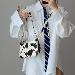 casual cow pattern women shoulder bags designer dot handbags luxury pu leather crossbody messenger bag lady small purses 2020