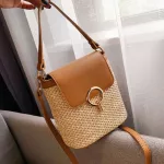casual rattan buckets bag wicker woven women handbag travel straw bags lady shoulder crossbody bag summer beach small purse 2020