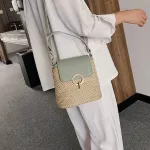 casual rattan buckets bag wicker woven women handbag travel straw bags lady shoulder crossbody bag summer beach small purse 2020
