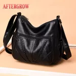 Cheap Black Women Messenger Bags Good Quality Very Soft Washed PU Leather Female Shoulder Bag For Mother Handbag bolsa feminina