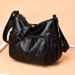 Cheap Black Women Messenger Bags Good Quality Very Soft Washed PU Leather Female Shoulder Bag For Mother Handbag bolsa feminina