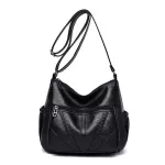 Cheap Black Women Messenger Bags Good Quality Very Soft Washed PU Leather Female Shoulder Bag For Mother Handbag bolsa feminina