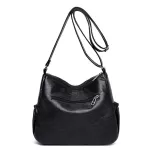 Cheap Black Women Messenger Bags Good Quality Very Soft Washed PU Leather Female Shoulder Bag For Mother Handbag bolsa feminina