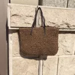 casual straw large capacity totes wicker woven women shoulder bags rattan handbags summer beach big purses lady travel bali bag